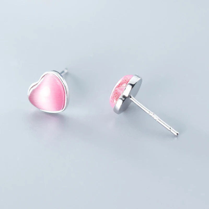

Trusta Genuine Fashion 925 Sterling Silver Personality Sweet Pink Glaze Heart For Women Girls Lady Wedding Jewelry Gift DS2583