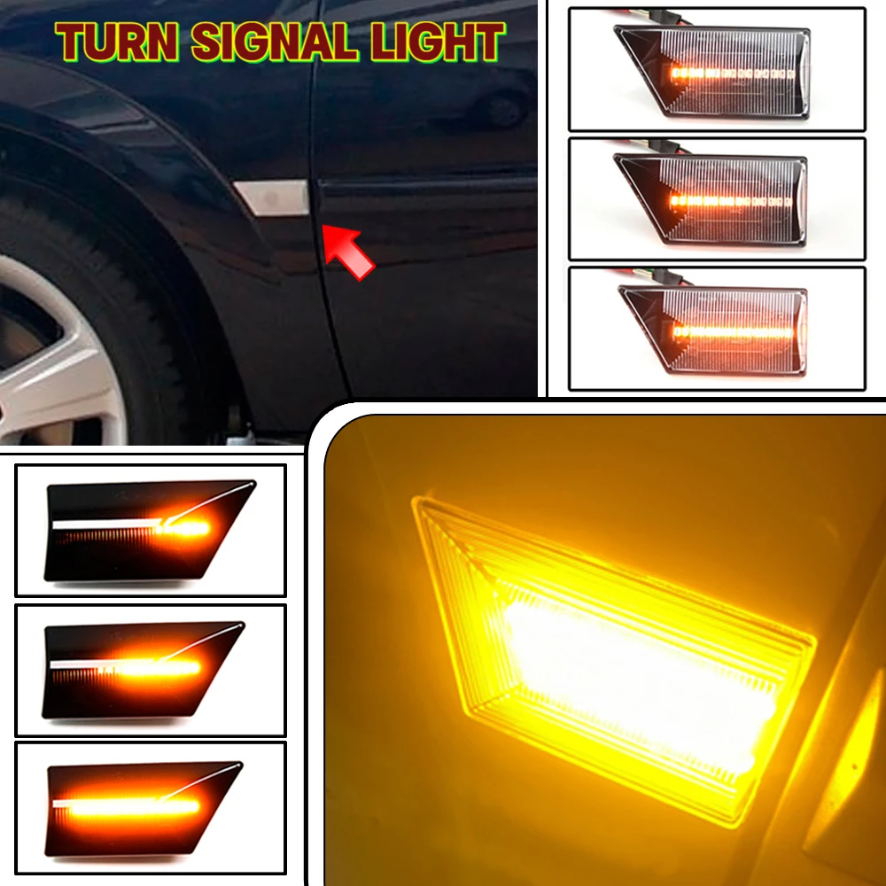 Светодиодные динамические боковые габаритные огни указателя поворота для Opel Vectra