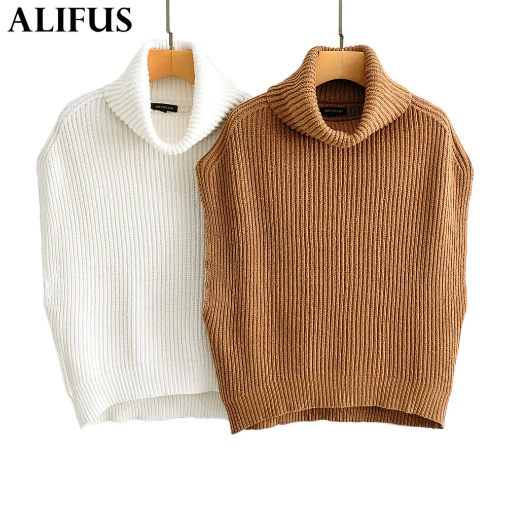 Женский вязаный свитер Za повседневный однотонный свободный трикотажный пуловер