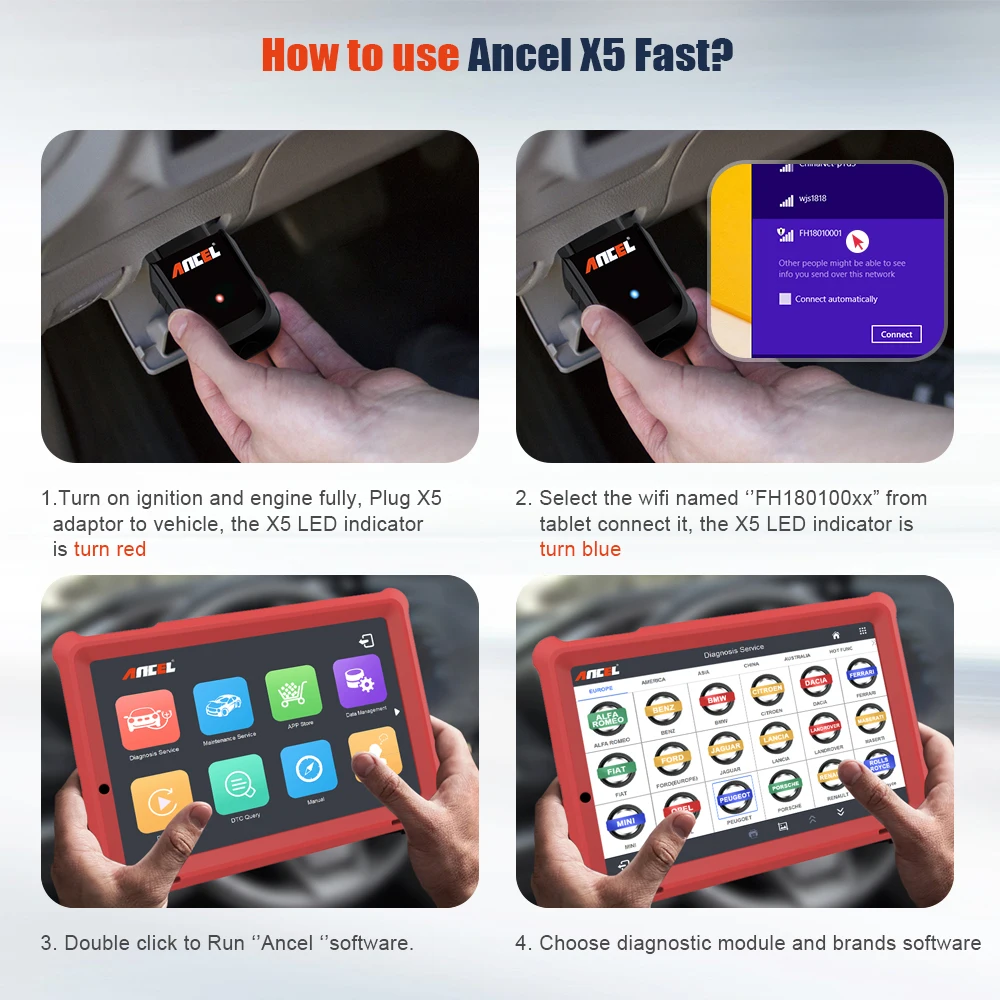 

ANCEL X5 OBD2 Scanner WIFI Car Tools Engine EPB SAS ABS Oil Service Reset Full Systems OBD 2 Automotivo Scanner Diagnosis