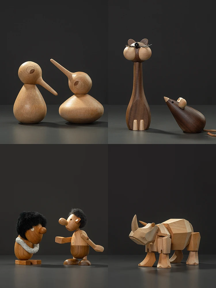 

Nordic wood cute animal model wood ornaments handicrafts study room home desk decoration wine cabinet porch european decor