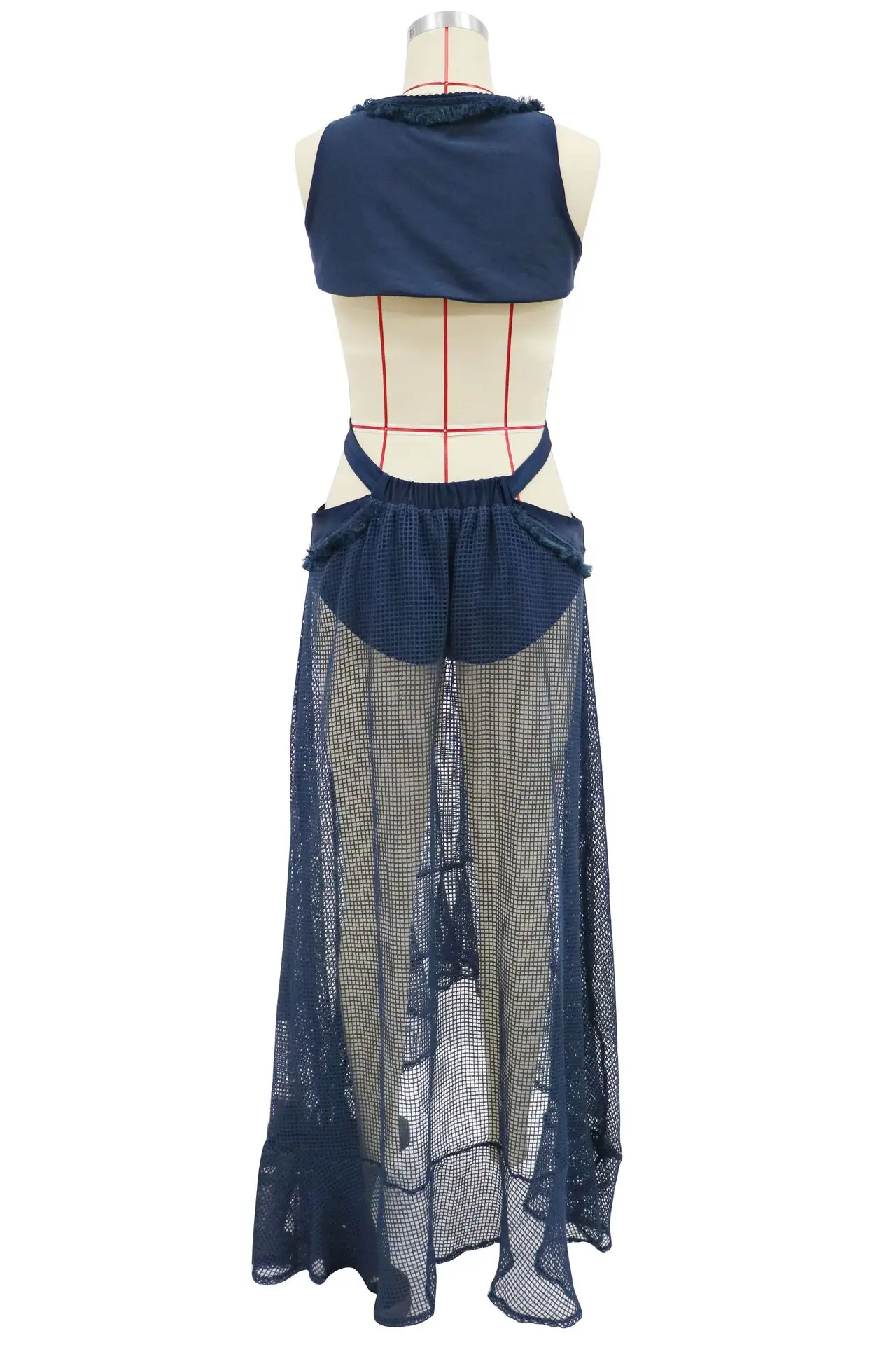 

Ladies Summer Irregular Big Hem Dresses Women Sexy V-Neck Sleeveless Hollow Backless Mesh Beach Dress Bohemian Dresses