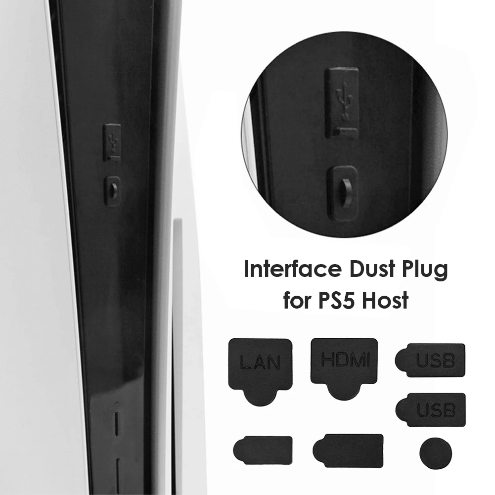 

For PS5 Dust Plug Silicone Dustproof Cover Stopper Dustproof Case Kits For PS5 Playstation 5 Gaming Console Anti-dust Cover
