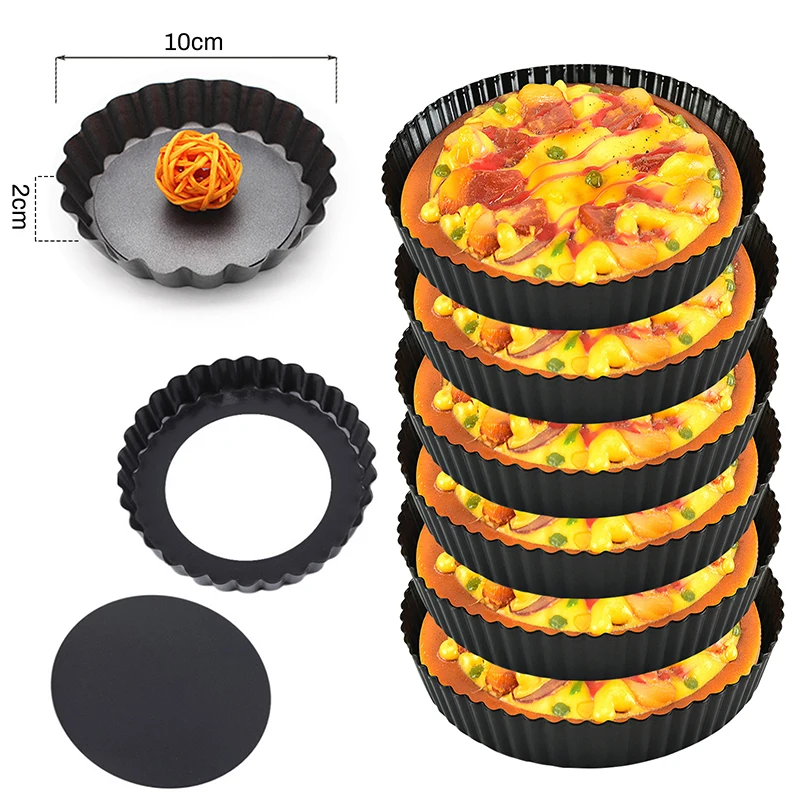 

Mini Pie Muffin Cupcake Pans Non-Stick Tart Quiche Flan Pan Molds Pie Pizza Cake Mold Removable Loose Bottom Round Bakeware