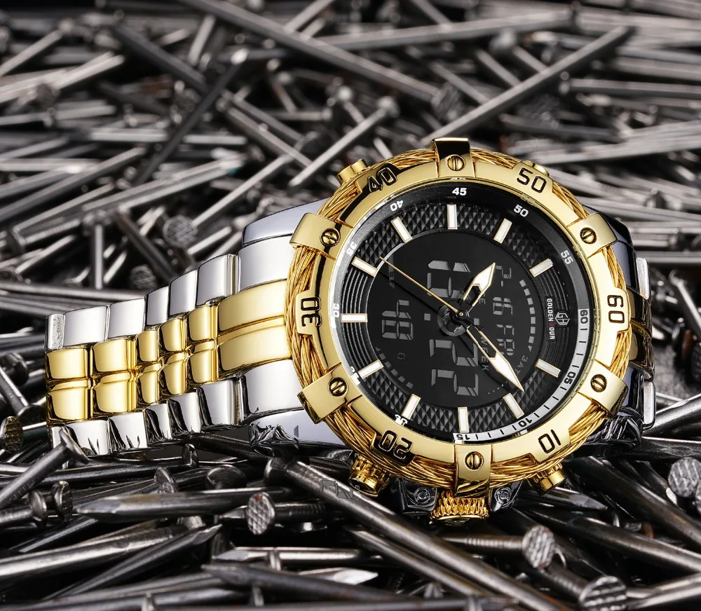 Мужские часы Reloj Hombre GOLDENHOUR армейские водонепроницаемые автоматические наручные
