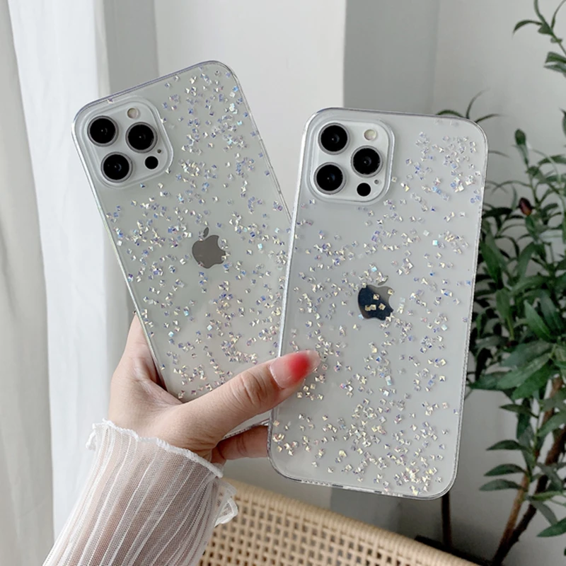 Роскошный блестящий прозрачный чехол со стразами для iPhone 12 11 13 Pro XS Max X XR 7 8 Plus SE 2