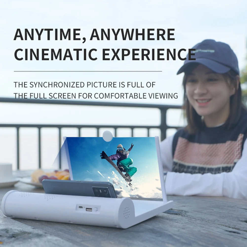 

12" HD Screen Magnifier Multifunction Wireless Bluetooth Speaker Pull-out Audio Amplifier Foldable Storage Speaker+Diaphragm