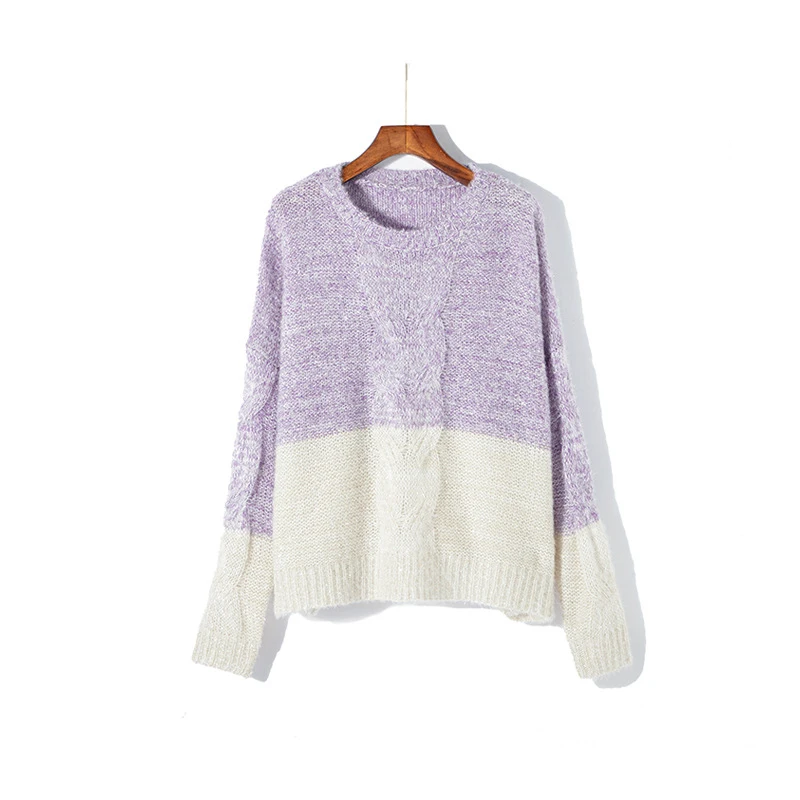 

2020 Autumn and Winter Casual loose sweater mohair round neck sweater women