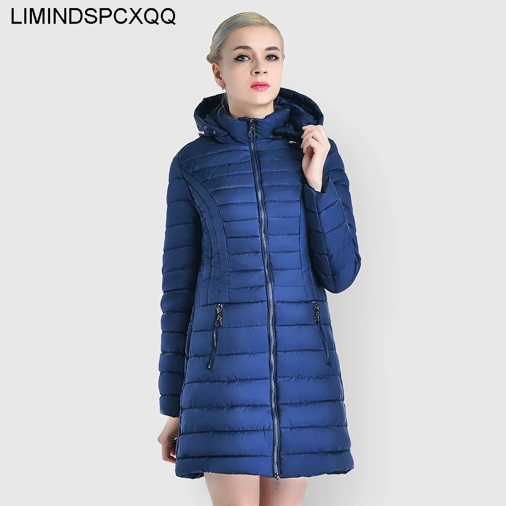 

Chamarras De Mujer Mid-length Solid Removable Hooded Down Padded Jacket Fashion Europe America Street Style Slim Warm Winter Top