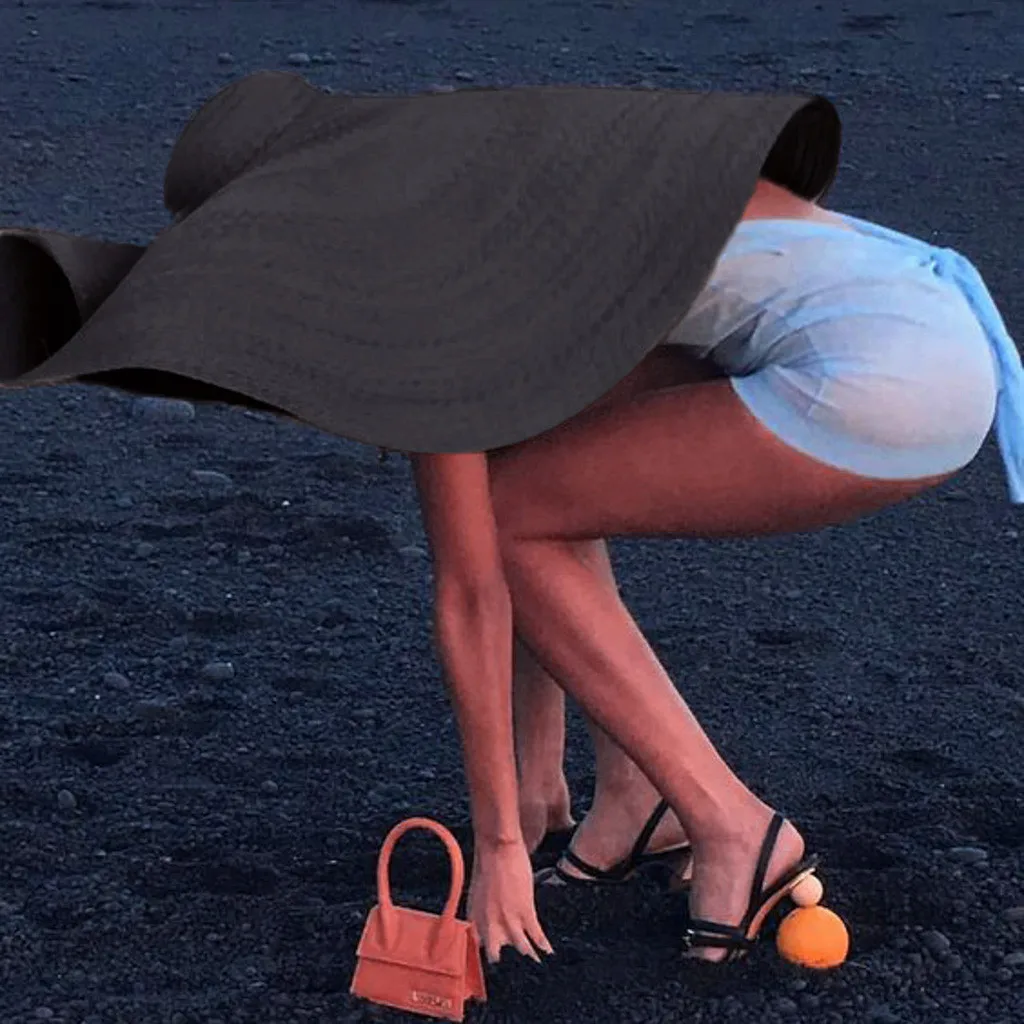 Шляпа женская Соломенная с широкими полями Пляжная шапка оверсайз расширенным