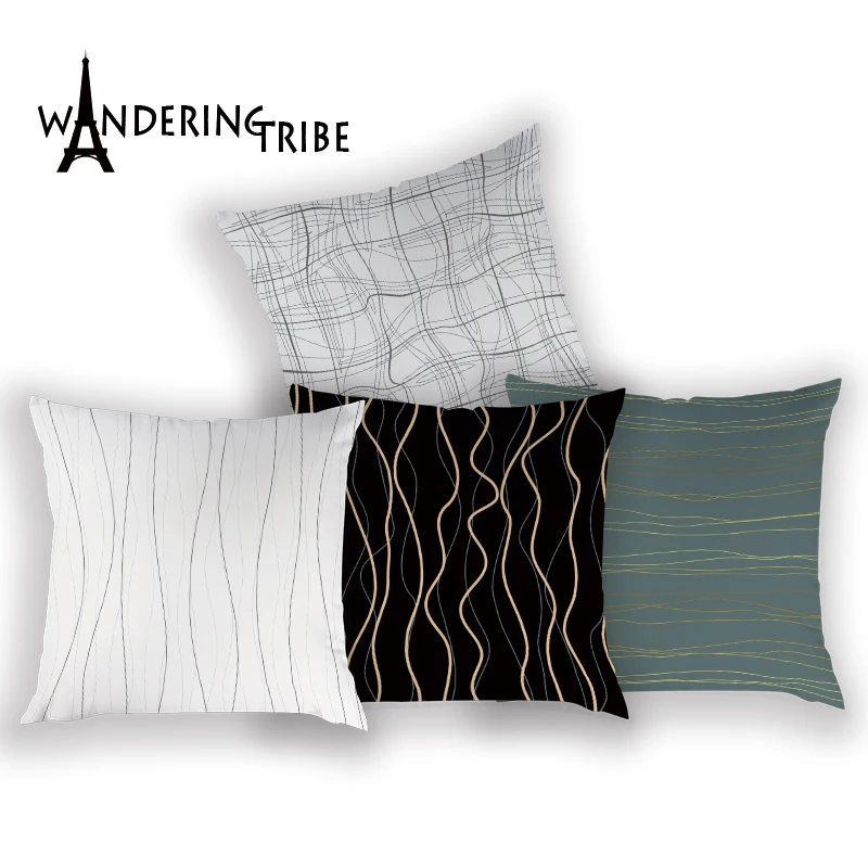 Чехол для подушки с Северными мотивами полосатая осенне-зимняя наволочка