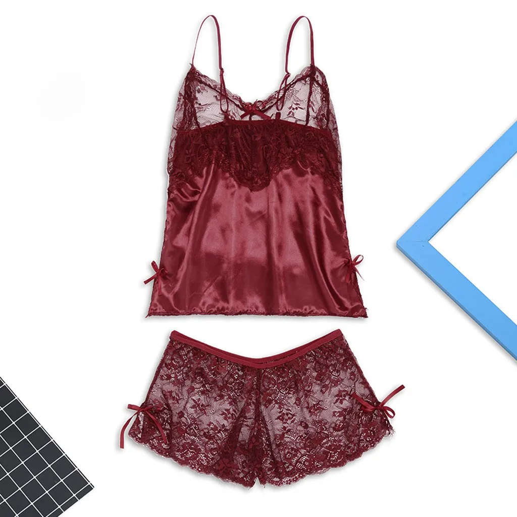 Женское нижнее белье кружевная Пижама Сексуальная ночная рубашка атласная