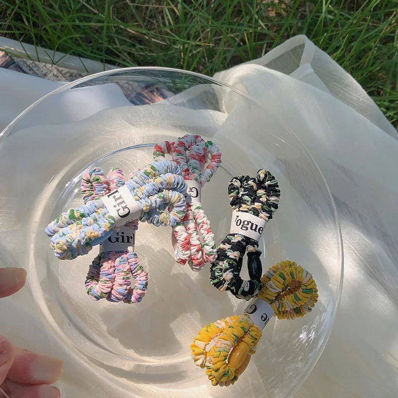 

New 3Pcs Print Flower Elastic Scrunchie Hairband Summer Rubber Band Floral Hair Bands Ponytail For Girls Hair Accessories