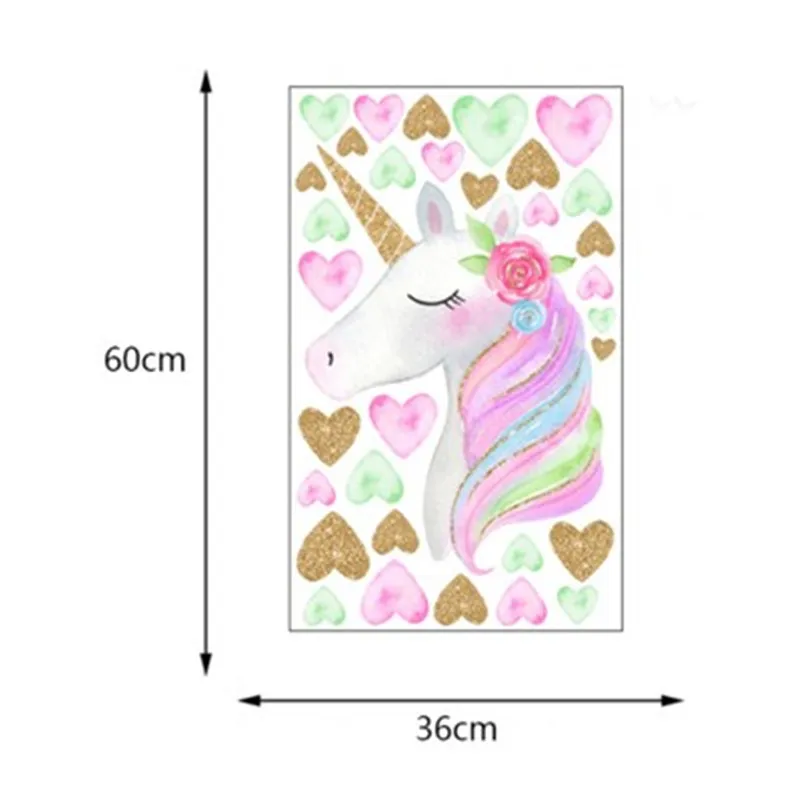 Милые золотые звезды единорог настенные наклейки домашний декор скандинавский