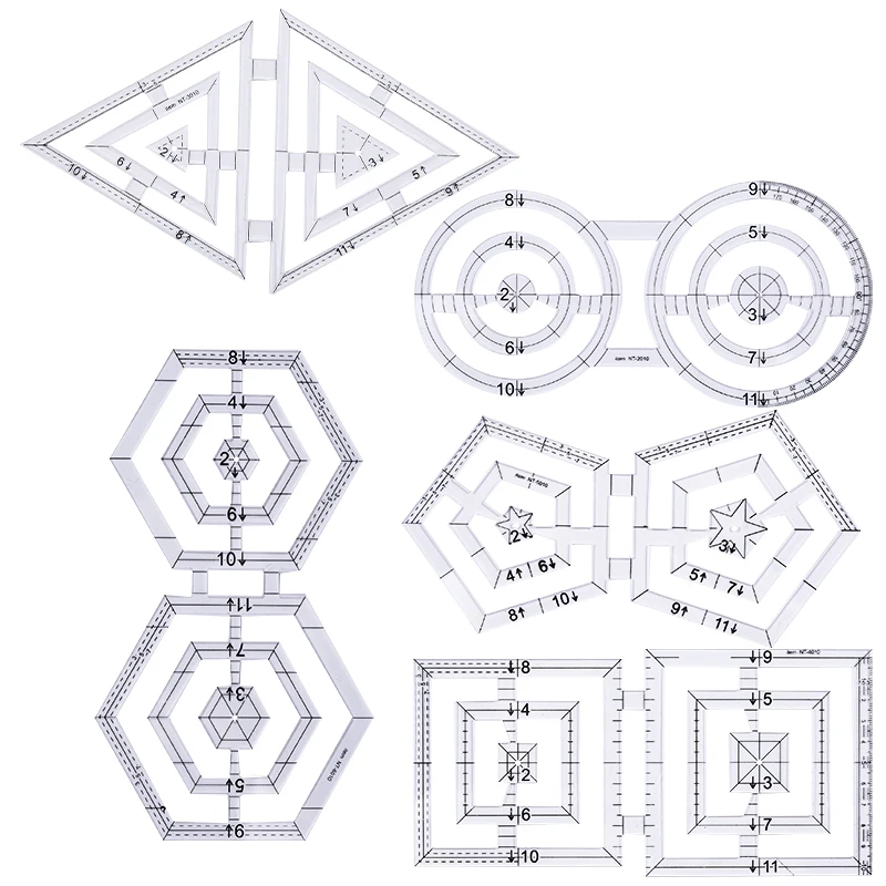 

Imzay 5PCS Combined Acrylic Fabric Patchwork Cloth Ruler DIY Cutting Craft Scale School Sewing Measuring Quilting Supplies