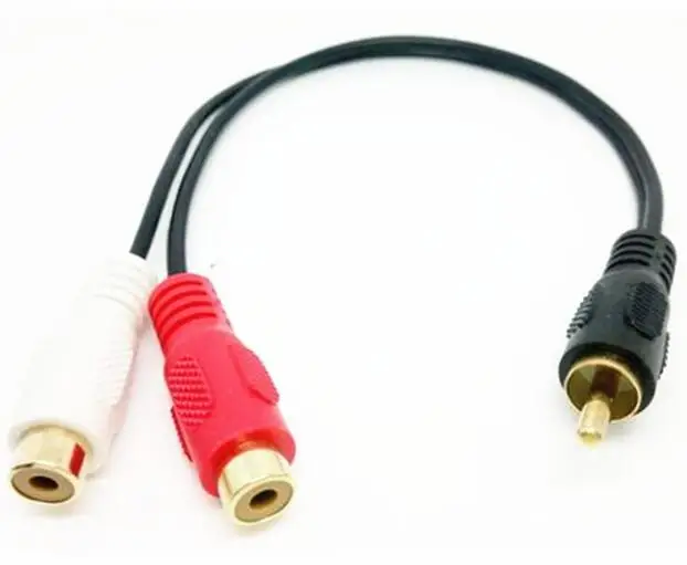 

2PCS Gold Rca Male Plug To 2 RCA Female Jack Adapter Cable 0.25M