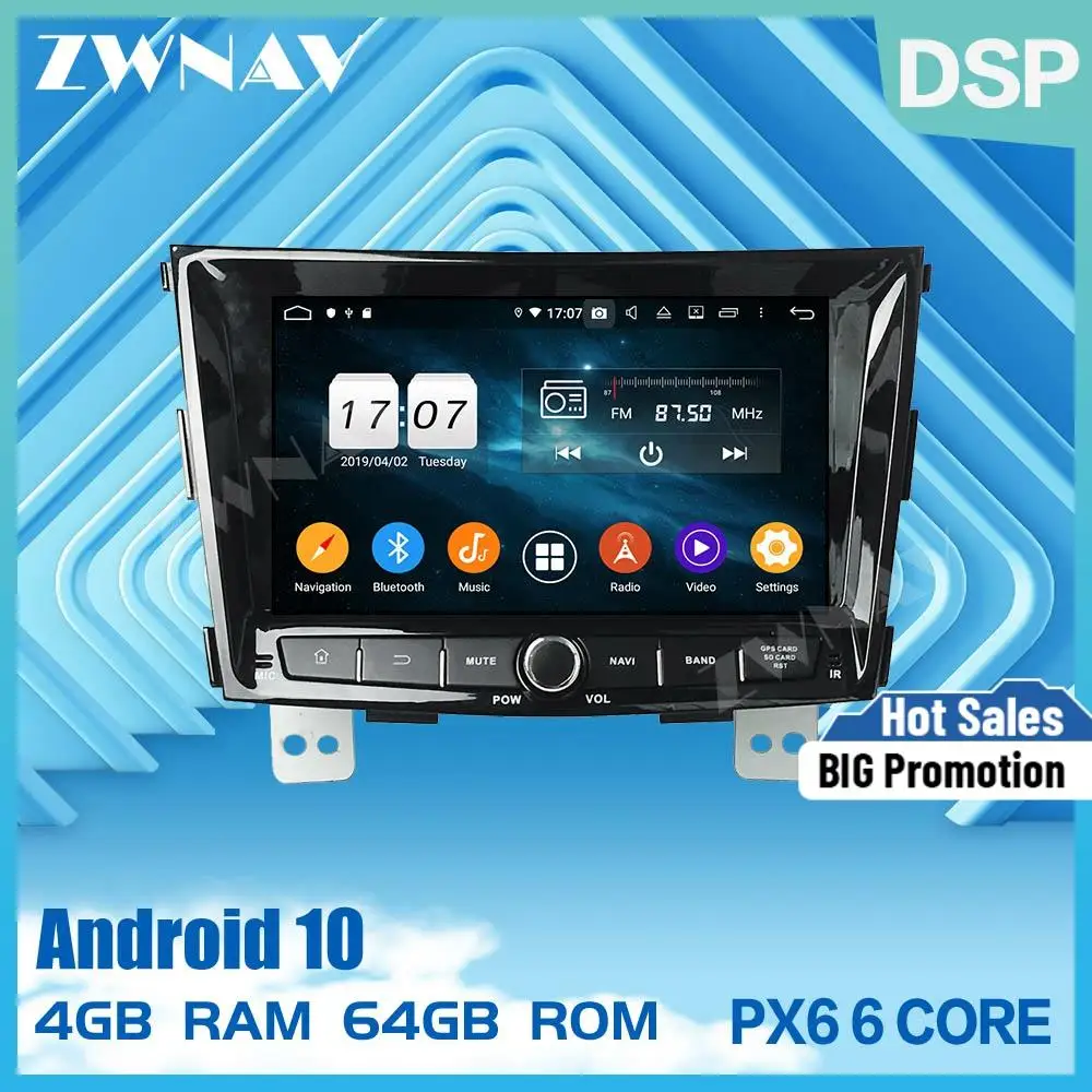 

2 din IPS PX6 screen Android 10.0 Car Multimedia player For Ssangyong Tivolan 2014 BT video audio stereo WiFi GPS navi head unit