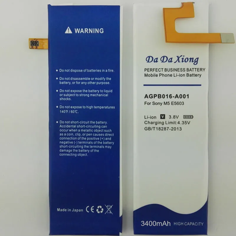 3400 мА/ч, AGPB016-A001 Батарея для sony Xperia M5 Батарея M 5 E5603 E5606 E5653 E5633 E5643 E5663 E5603 E5606