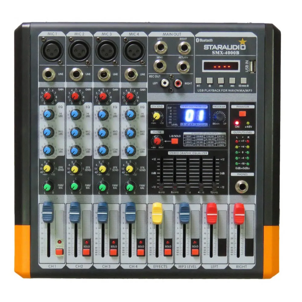 STARAUDIO 4 канальный усилитель караоке сценические вечерние KTV аудио микшер MP3 Bluetooth USB SD 16 DSP микшерный пульт SMX-4000B