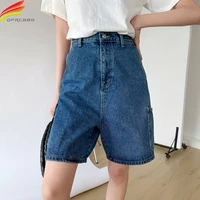 streetwear denim shorts women summer 2022 woman high waist shorts jeans wide leg loose cargo womens shorts feminino with pocket