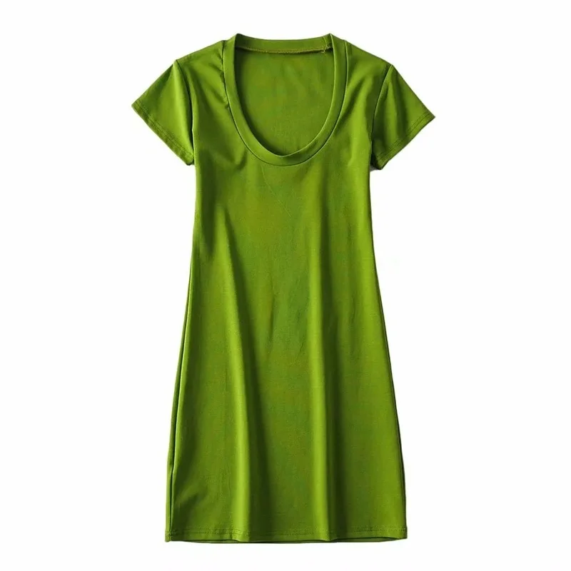 Летнее женское Новое тонкое эластичное большое платье с u-образным вырезом в