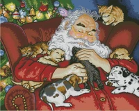 11141618222528ct counted cross stitch kit santas nap sleep sleeping asleep santa christmas gift dim 08836