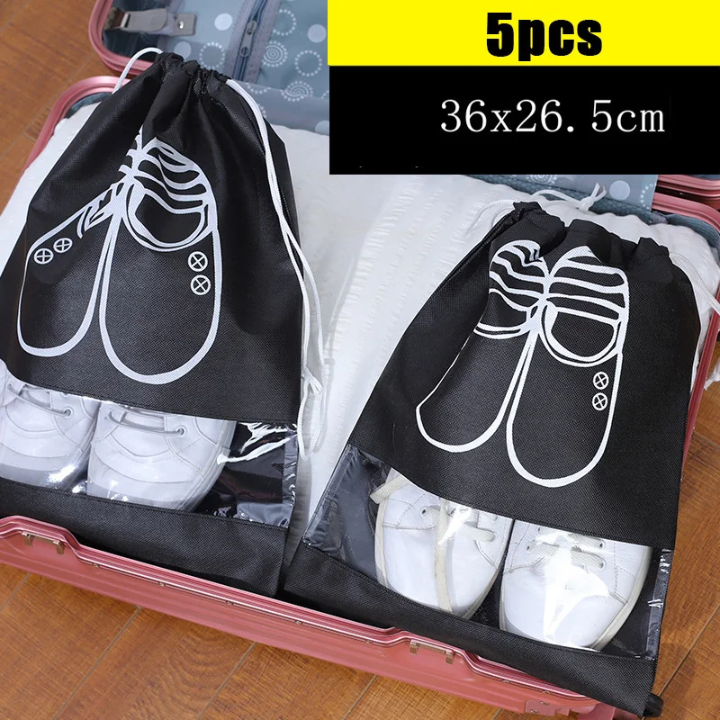 

5pcs Travel Shoe Storage Bag Drawstring Shoe Bag Waterproof Dustproof Portable Large Capacity Shoe Pouch L23
