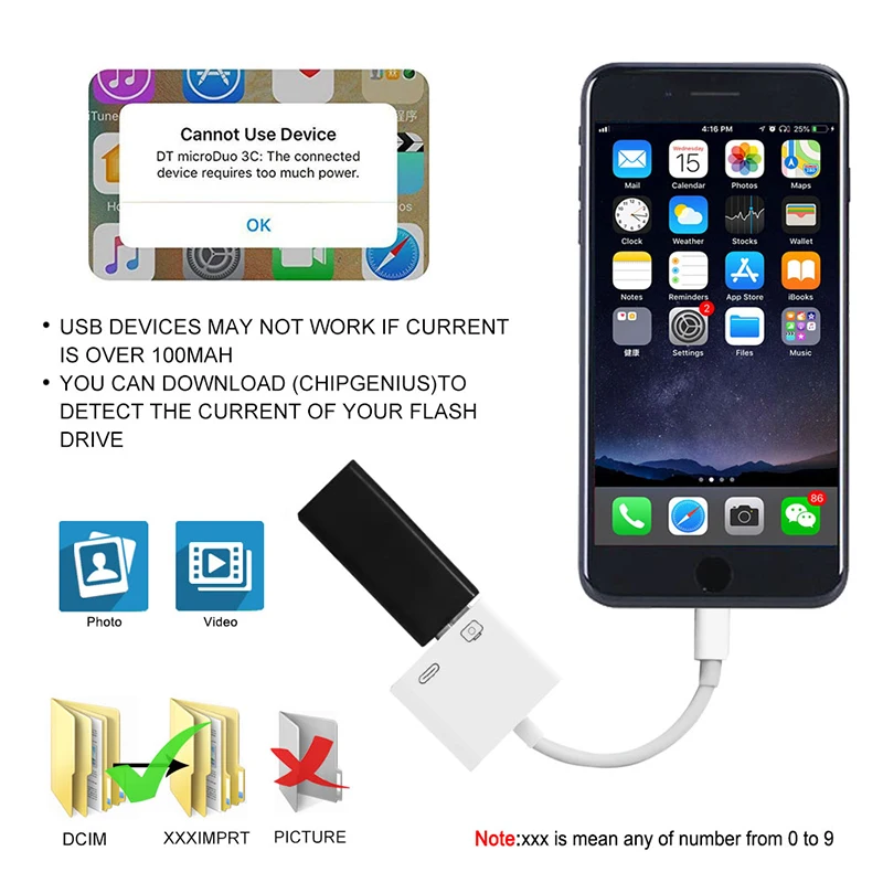 OTG адаптер для перехода от разъема Lightning к USB 3 Камера подключения читателя Наборы