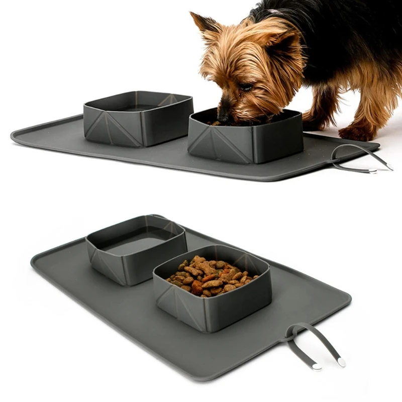 

Outdoor Folding Non-Slip Pet Food Bowl Creative Anti Leakage Bottom Pad Food Water Feeding Bowl Cat Dog Eating Tableware Feeder
