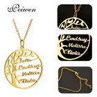 Древо жизни Персонализированные Пользовательское имя ожерелье в золотом цвете из нержавеющей стали подвеска в виде генеалогического дерева, буквы, ожерелье для женщин и мужчин, колье, ювелирные изделия