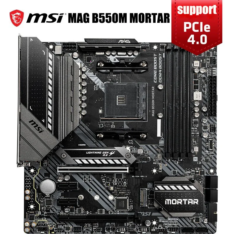 

Brand New MSI MAG B550M MORTAR Desktop mATX Motherboard Support Ryzen 5600X/5800X/3700X/3600X CPU (AMD B550/Socket AM4)