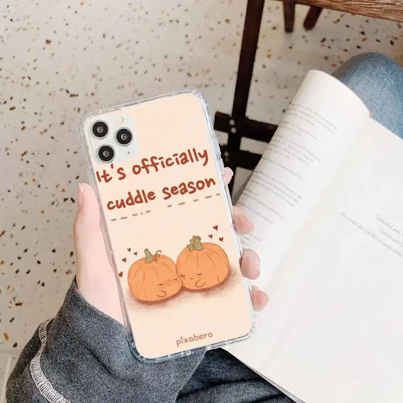 

Cute pumpkin yellow Phone Case Transparent for iPhone 11 12 mini pro XS MAX 8 7 6 6S Plus X 5S SE 2020 XR