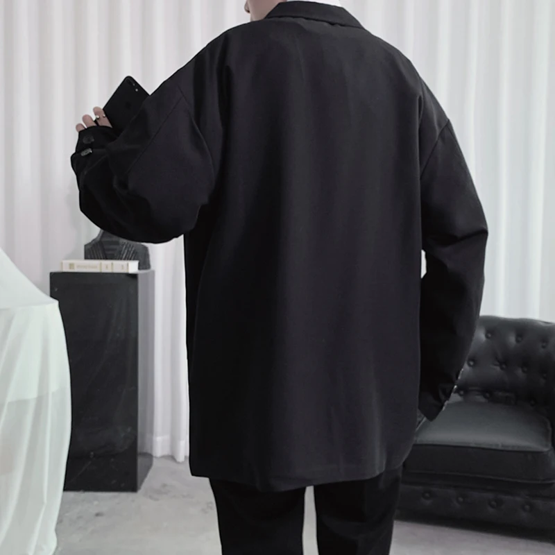 

Men Small Suits Jacket Male Solid Color Handsome Blazer Suits Mens Loose Korean Fashion Casual Jacket Black Suit Plus Size S-3XL