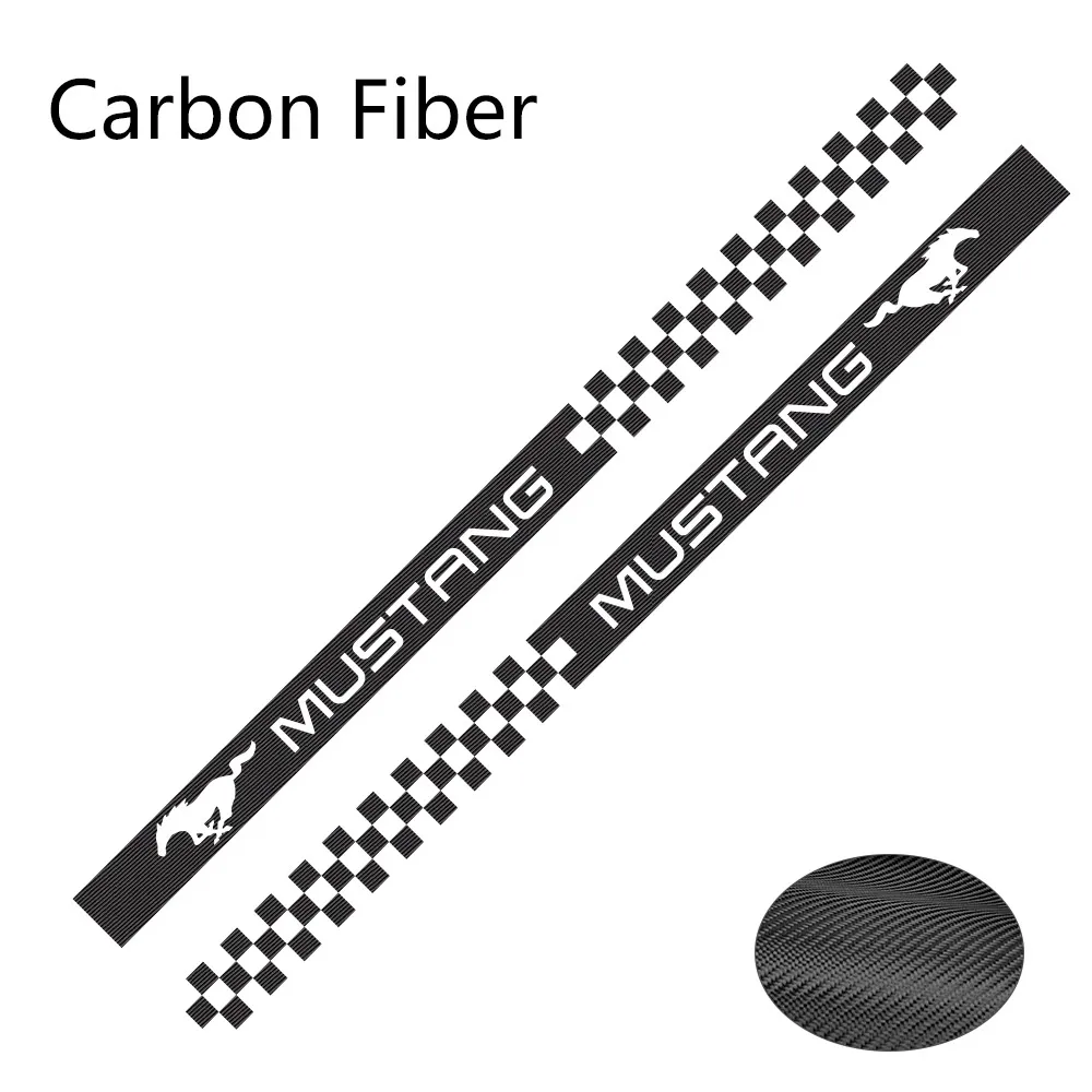 Carbon Fiber 2 шт. боковые полосы автомобильные наклейки Автомобильная виниловая пленка наклейка Спортивная графика для Ford Mustang автостайлинг автомобильные принадлежности для тюнинга - Название цвета: Carbon Fiber