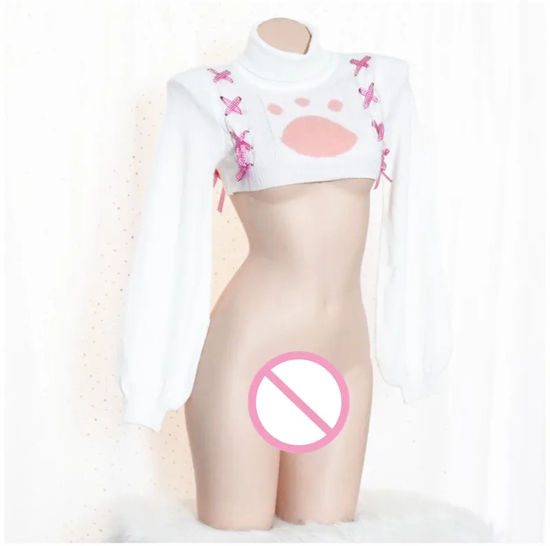 1pc sweater Сексуальный комплект нижнего белья с когтями для девочек, топ и трусики, эротическое искушение, нижнее белье, костюм для косплея, для женщин, Porno Lenceria - Цвет: 1pc sweater