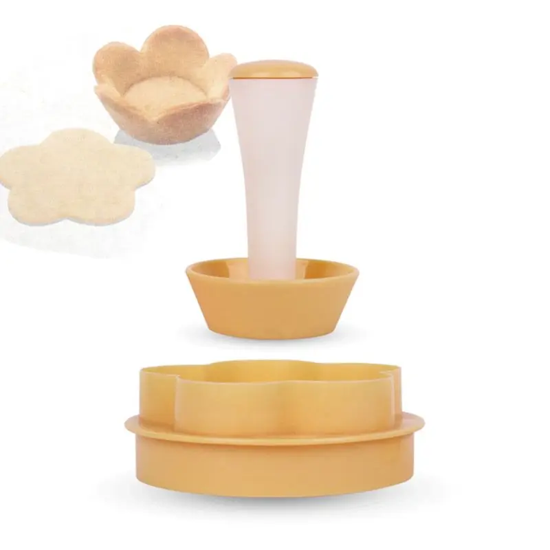 

Plastic Pastry Stamper Tart Shell Mold Cutter Flower Round Dough Cookie Set for Muffin Cupcake