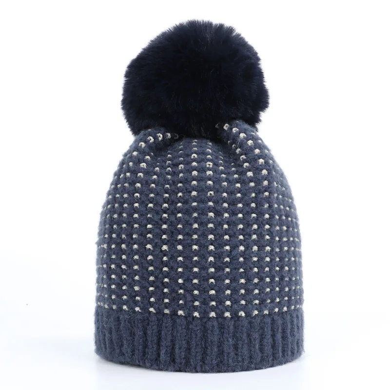 Модная зимняя блестящая женская однотонная шляпа с помпоном теплая шапка помпон