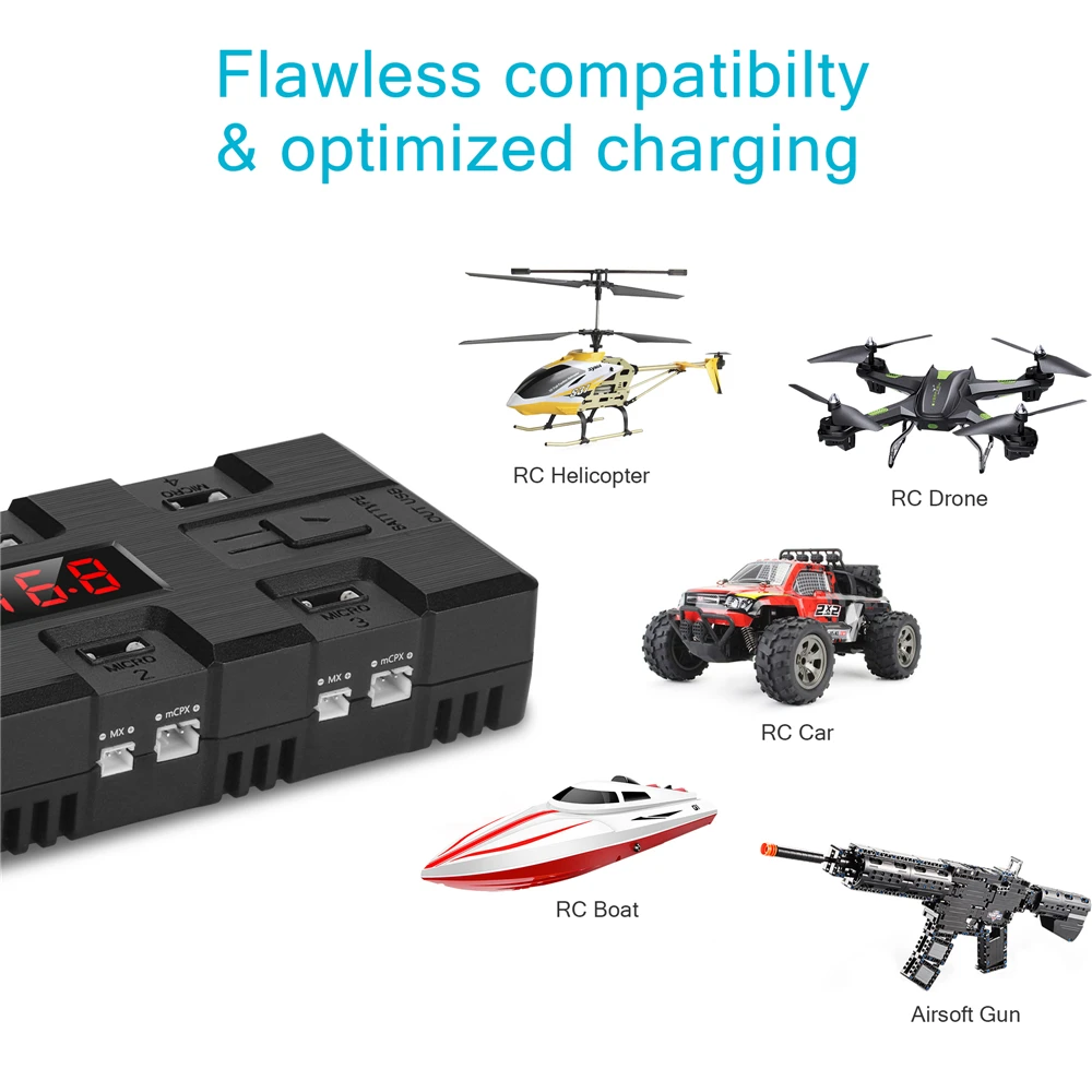 HTRC X6 зарядное устройство 3 7 в 1S LiHv Lipo с MICRO MX mCPX USB порт для гоночный Дрон