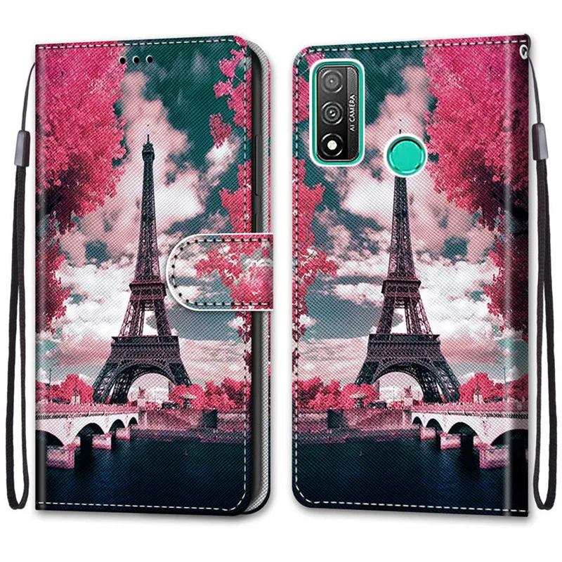 leather magnetic case for huawei p smart 2021 2020 p smart pro plus psmart z 2019 phone cover flip wallet painted funda etui free global shipping
