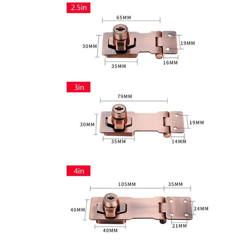 

P31E Keyed Hasp Lock Right Angle Padlock Hasp Cabinet Lock Various Sizes and Color