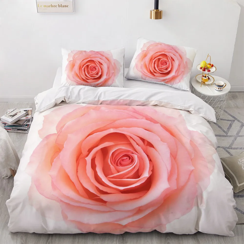 Simple Bedding Sets 3D Plant Flower Duvet Quilt Cover Set Comforter Bed Linen Pillowcase King Queen Full Double Home Texitle | Дом и сад