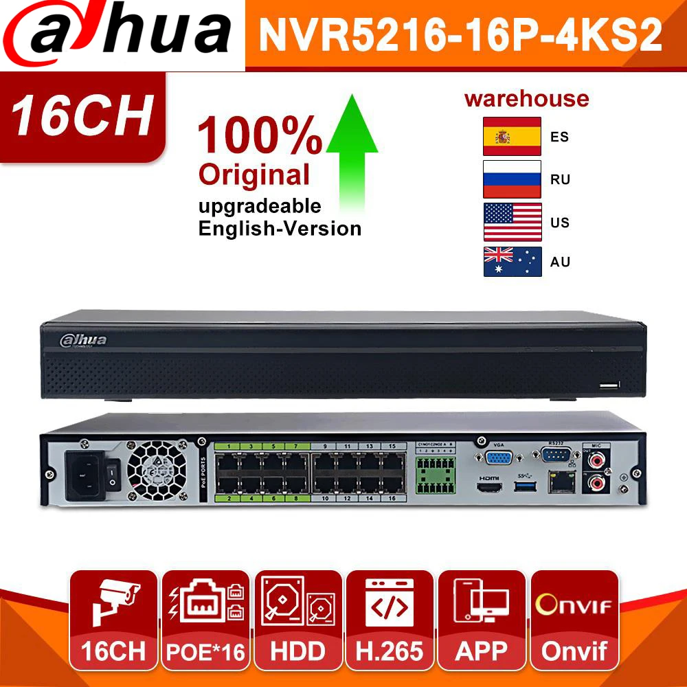 Оригинальный Сетевой видеорегистратор Dahua Pro 16CH устройство двусторонней связи 800M