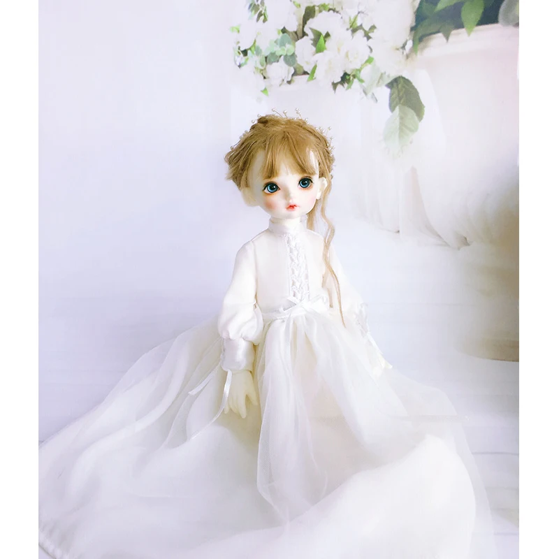 Белый BJD платье BJD шифоновая юбка платье куклы+ украшение волос+ носок для 1/6 1/4 1/3 BJD гигантские аксессуары для детской Куклы костюм белое платье - Цвет: Белый