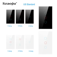 szaoju us standard touch switch led crystal glass panel wall light switch 220v 1gang 1way home smart life sensor switch