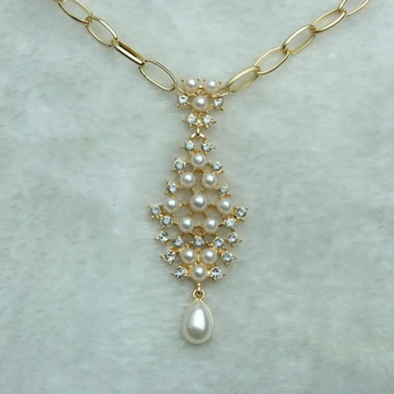 Стразы Свадебная цепочка для волос с жемчугом головной убор со стразами