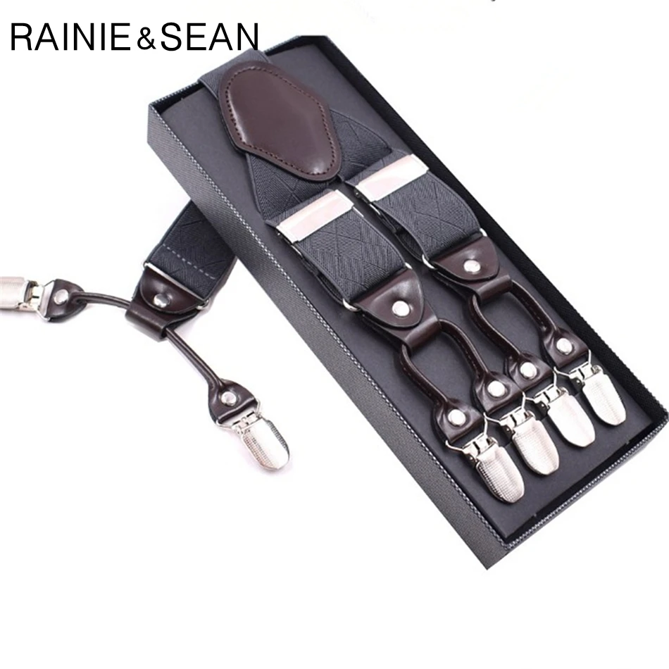 Подтяжки RAINIE SEAN мужские свадебные винтажные однотонные 3 5 см с 6 зажимами Y