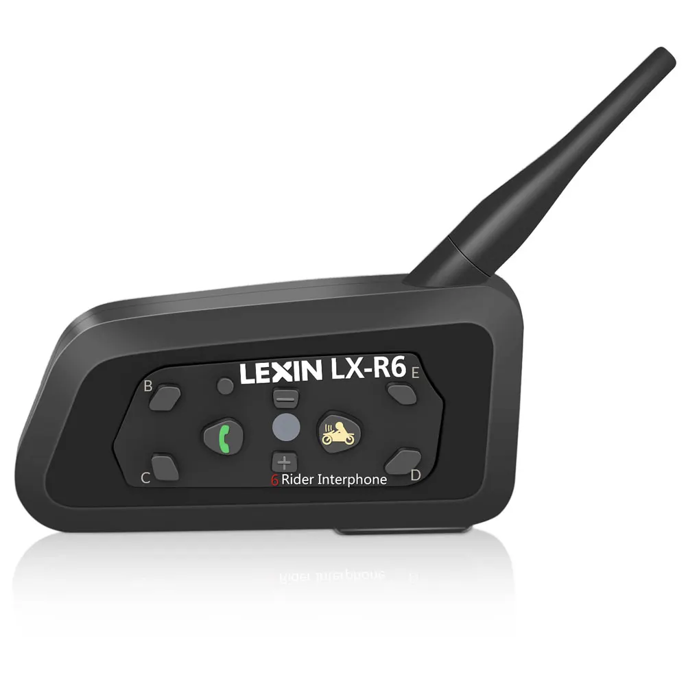 Lexin 1ШТ. R6 Bluetooth Интерком Мотошлем Переговорное устроиство Мотогарнитура для 6 Райдеров BT Вотостойкий Домофон MP3