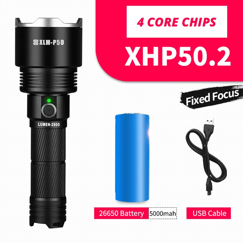 5000 mah battery SHENYU Мощный тактический XHP50 светодиодный фонарь с зарядкой от USB, водонепроницаемый фонарь, супер яркий фонарь - Испускаемый цвет: 5000 mah battery