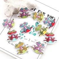 50pclot frog cat dog animal mix colorful wooden buttons diy apparel accessories button for crafts scrapbooking decoration