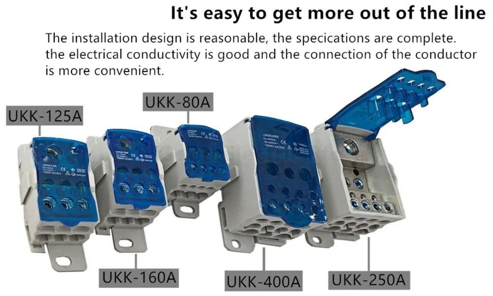 1 шт. UKK80A UKK125A UKK160A UKK250A UKK400A UKK500A Соединительный клеммный блок 1 во многих из din-рейку распределительная коробка ukk-80a